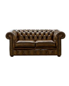 Chesterfield 2 Seater Antique Gold Leather Sofa Settee Bespoke In Classic Style