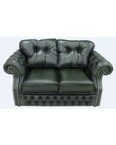 Chesterfield 2 Seater Antique Green leather Sofa Settee Bespoke In Era Style