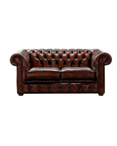 Chesterfield 2 Seater Antique Rust Leather Sofa Settee Bespoke In Classic Style
