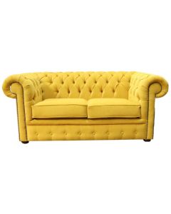 Chesterfield 2 Seater Cantare Mustard Yellow Easy Clean Fabric Sofa In Classic Style