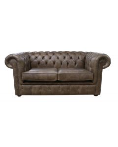 Chesterfield 2 Seater Cracked Wax Tobacco Brown Leather Sofa In Classic Style  