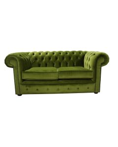 Chesterfield 2 Seater Malta Grass Green Velvet Sofa In Classic Style