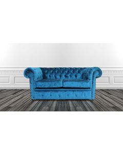 Chesterfield 2 Seater Pastiche Petrol Blue Velvet Sofa In Classic Style