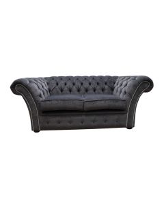 Chesterfield 2 Seater Pimlico Carbon Grey Fabric Sofa Settee Bespoke In Balmoral Style   