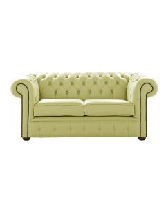 Chesterfield 2 Seater Shelly Chartreuse Leather Sofa Settee Bespoke In Classic Style