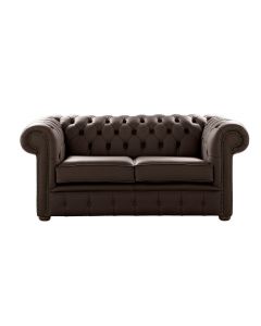 Chesterfield 2 Seater Shelly Dark Chocolate Leather Sofa Settee Bespoke In Classic Style
