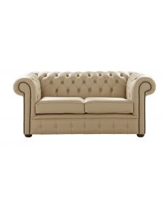 Chesterfield 2 Seater Shelly Panna Leather Sofa Settee Bespoke In Classic Style