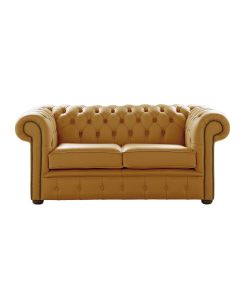 Chesterfield 2 Seater Shelly Parchment Leather Sofa Settee Bespoke In Classic Style