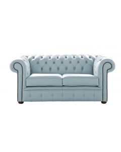 Chesterfield 2 Seater Shelly Parlour Blue Leather Sofa Settee Bespoke In Classic Style