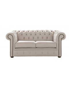 Chesterfield 2 Seater Shelly Rice Mink Leather Sofa Settee Bespoke In Classic Style
