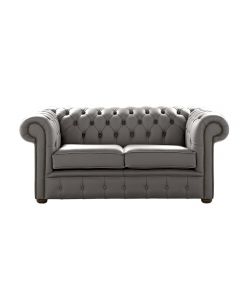 Chesterfield 2 Seater Shelly Silver Birch Leather Sofa Settee Bespoke In Classic Style
