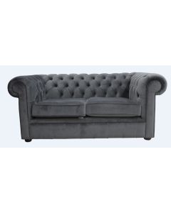 Chesterfield 2 Seater Sofa Amalfi Anthracite Black Velvet Fabric In Classic Style