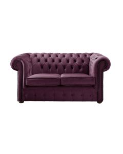 Chesterfield 2 Seater Sofa Malta Boysenberry Purple Velvet Fabric In Classic Style