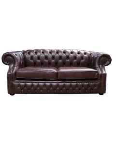 Chesterfield 2 Seater Sofa Old English Bruciato Leather In Buckingham Style