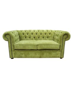 Chesterfield 2 Seater Sofa Settee Azzuro Olive Green Velvet Fabric In Classic Style