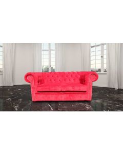 Chesterfield Classic 2 Seater Sofa Settee Azzuro Post Box Red Real Velvet Fabric In Stock