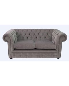 Chesterfield 2 Seater Sofa Settee Pimlico Grey Real Fabric In Classic Style