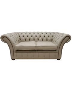 Chesterfield 2 Seater Sofa Settee Shelly Pebble Leather In Balmoral Style