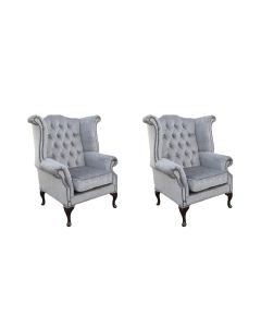 Chesterfield 2 x Chairs Perla Illusions Velvet Chairs Offer In Queen Anne Style