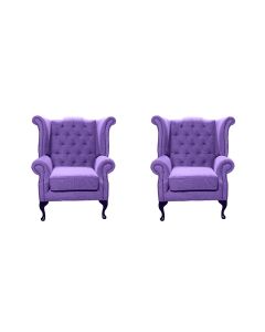 Chesterfield 2 x Chairs Verity Purple Fabric Chairs Offer In Queen Anne Style