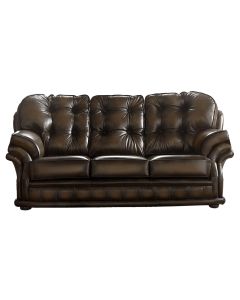 Chesterfield 3 Seater Antique Brown Leather Sofa Bespoke In Knightsbr­idge Style