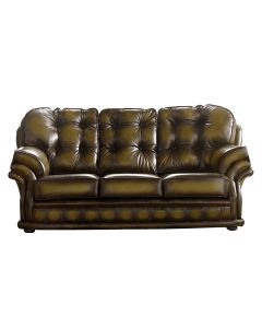 Chesterfield 3 Seater Antique Gold Leather Sofa Bespoke In Knightsbr­idge Style