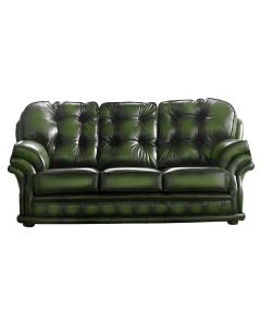 Chesterfield 3 Seater Antique Green Leather Sofa Bespoke In Knightsbr­idge Style