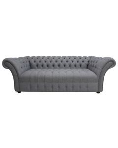 Chesterfield 3 Seater Buttoned Seat Grampian Steel Grey Fabric Sofa In Balmoral Style  