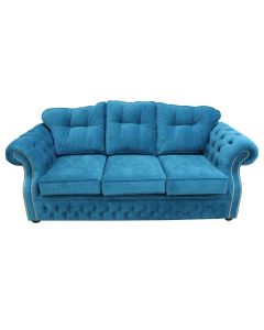 Chesterfield 3 Seater Danza Teal Fabric Sofa Settee Custom Made In Era Style