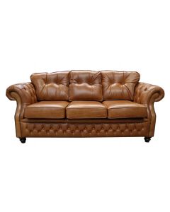 Chesterfield 3 Seater Old English Tan Leather Sofa Bespoke In Era Style