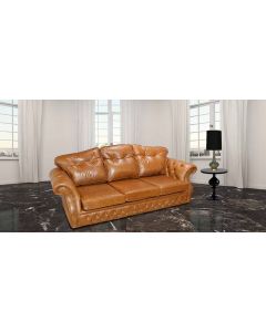 Chesterfield 3 Seater Old English Tan Leather Sofa Settee Bespoke In Era Style