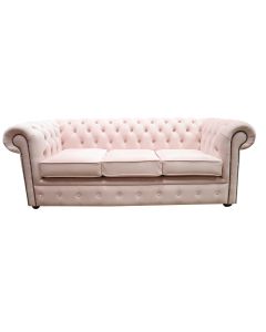 Chesterfield 3 Seater Passion Powder Pink Velvet Fabric Sofa In Classic Style