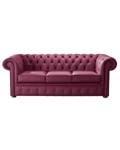 Chesterfield 3 Seater Shelly Anemone Leather Sofa Bespoke In Classic Style