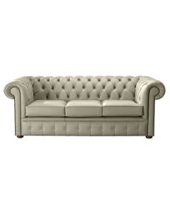 Chesterfield 3 Seater Shelly Ash Leather Sofa Bespoke In Classic Style