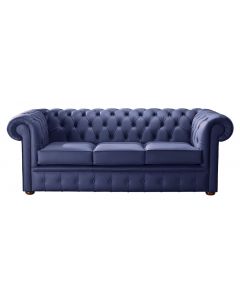 Chesterfield 3 Seater Shelly Bilberry Blue Leather Sofa Bespoke In Classic Style