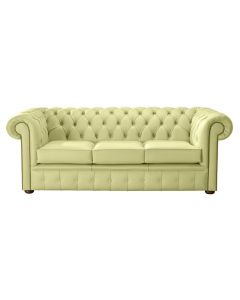 Chesterfield 3 Seater Shelly Chartreuse Green Leather Sofa Bespoke In Classic Style