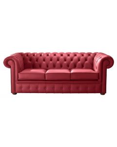 Chesterfield 3 Seater Shelly Cherry Leather Sofa Bespoke In Classic Style