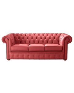 Chesterfield 3 Seater Shelly Crimson Leather Sofa Bespoke In Classic Style