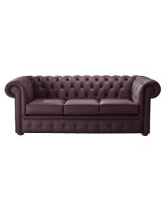 Chesterfield 3 Seater Shelly Dark Grape Leather Sofa Bespoke In Classic Style
