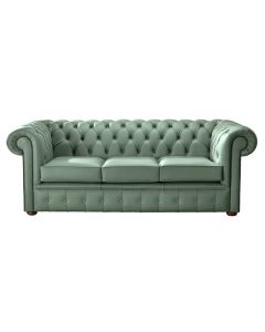 Chesterfield 3 Seater Shelly Lichen Leather Sofa Bespoke In Classic Style