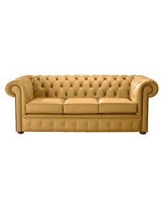 Chesterfield 3 Seater Shelly Parchment Leather Sofa Bespoke In Classic Style