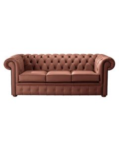 Chesterfield 3 Seater Shelly Spice Leather Sofa Bespoke In Classic Style