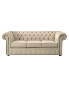 Chesterfield 3 Seater Shelly Stone Leather Sofa Bespoke In Classic Style