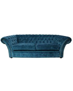 Chesterfield 3 Seater Sofa Modena Peacock Blue Fabric In Balmoral Style