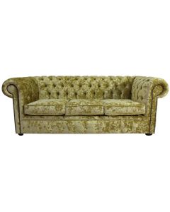 Chesterfield 3 Seater Sofa Settee Senso Chartreuse Green Velvet Fabric In Classic Style