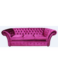 Chesterfield 3 Seater Sofa Settee Velvet Fuchsia Pink Fabric In Balmoral Style