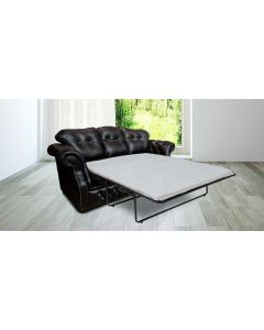 Chesterfield 3 Seater Sofabed Crystal Black Leather Custom Made In Era Style