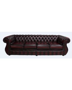 Chesterfield 4 Seater Antique Oxblood Leather Sofa Bespoke In Kimberley Style