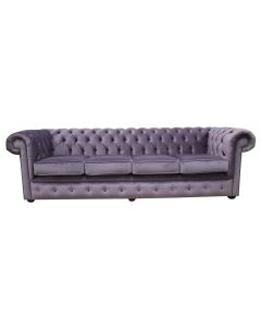 Chesterfield 4 Seater Sofa Malta Lavender Purple Velvet Fabric In Classic Style