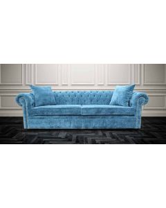 Chesterfield 4 Seater Sofa Settee Elegance Teal Velvet Fabric In Classic Style
